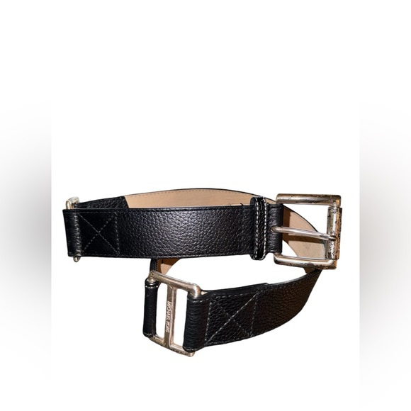 Michael Kors Women’s Genuine Leather Belt Medium Black Metal Waist Hip Quality - Picture 1 of 5